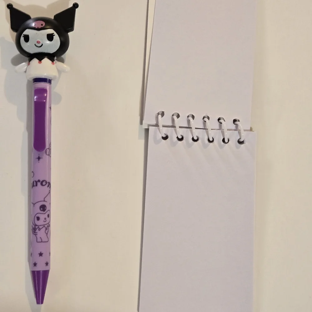 Cute Waving Kuromi Pen and Notepad Set